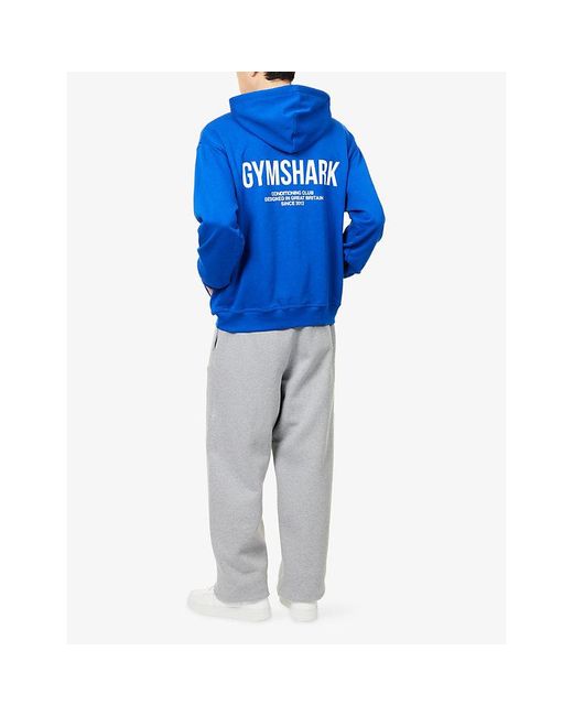 GYMSHARK Blue Conditioning Club Logo-Print Cotton-Blend Hoodie for men