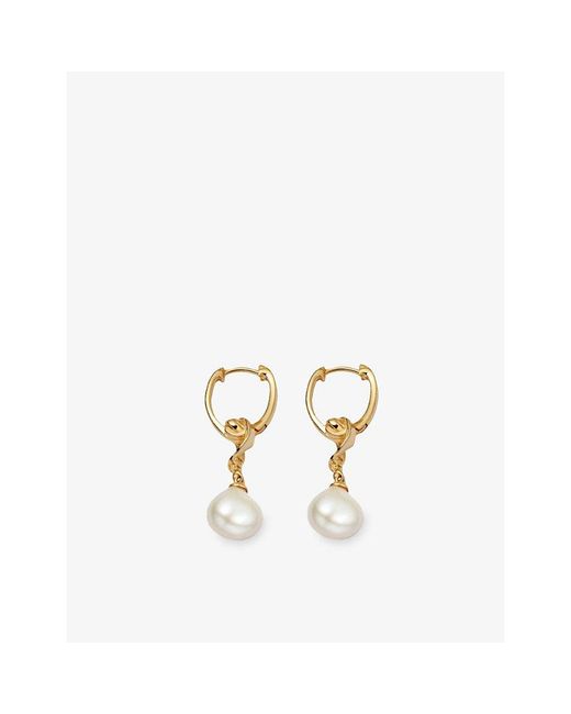 Astley Clarke Metallic Floe 18Ct 18Ct- Plated Sterling- And Pearl Drop Huggies