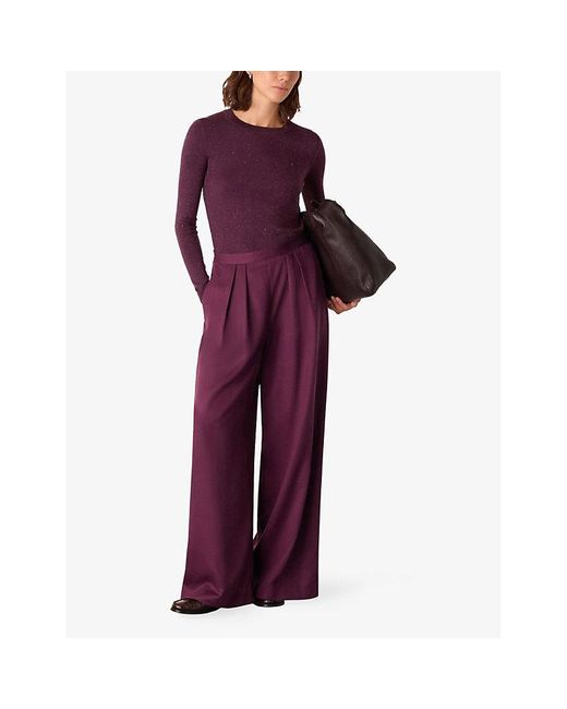 Whistles Purple Annie Slim-Fit Metallic-Knit Jumper