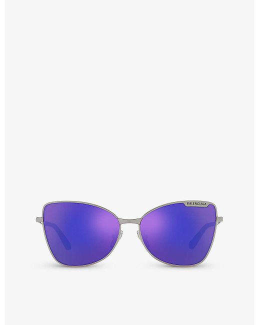Balenciaga Purple Bb0278s Butterfly-frame Metal Sunglasses