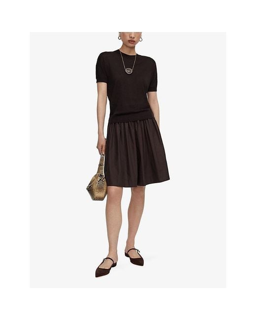 Joseph Black Jana Round-Neck Relaxed-Fit Silk Top