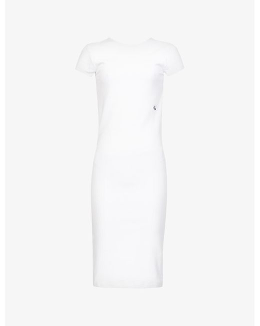 Calvin Klein Open-back Stretch-cotton Midi Dress in Bright White (White ...