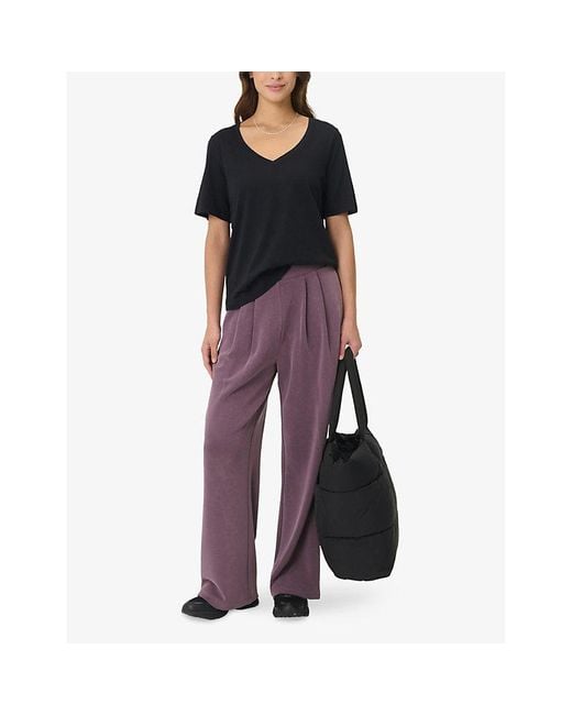 Sweaty Betty Blue Essential V-Neck Cotton And Viscose-Blend T-Shirt