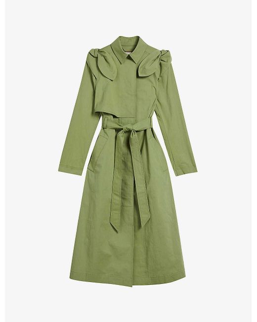 Ted Baker Green Martna Self-tie Regular-fit Cotton-blend Coat