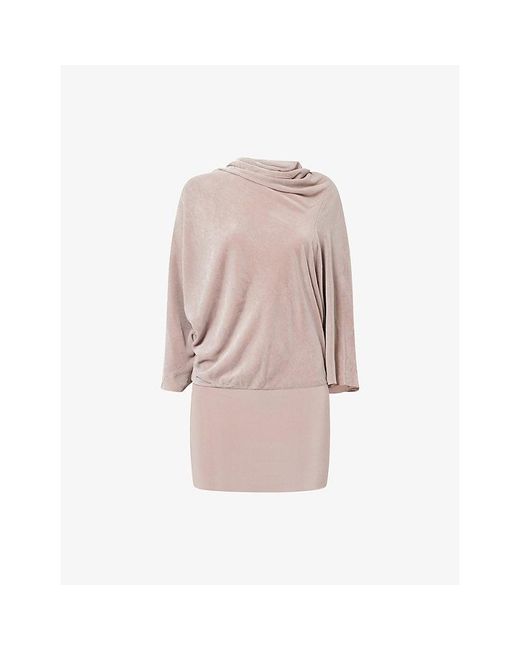 Rick Owens Pink Draped Velvet Silk-Blend Top