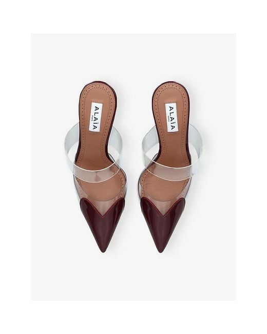 Alaïa Multicolor Le Coeur 90 Patent-Leather And Pvc Wedge Mules