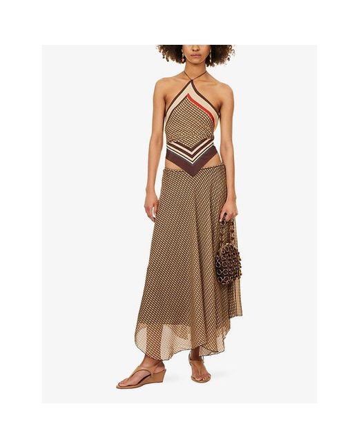 Sir Brown Cooper Printed Silk-Blend Maxi Skirt