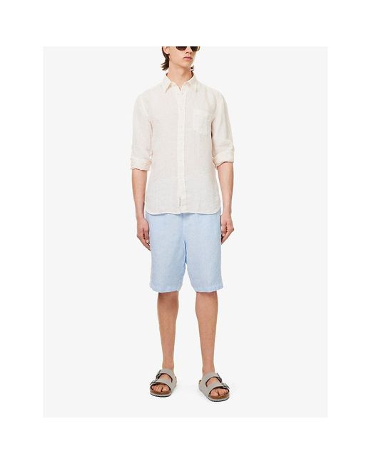 120% Lino White Spread-collar Regular-fit Linen Shirt X for men