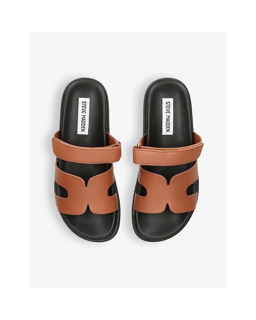 Steve Madden Missile strap Flat Leather Sandals in White Lyst UK