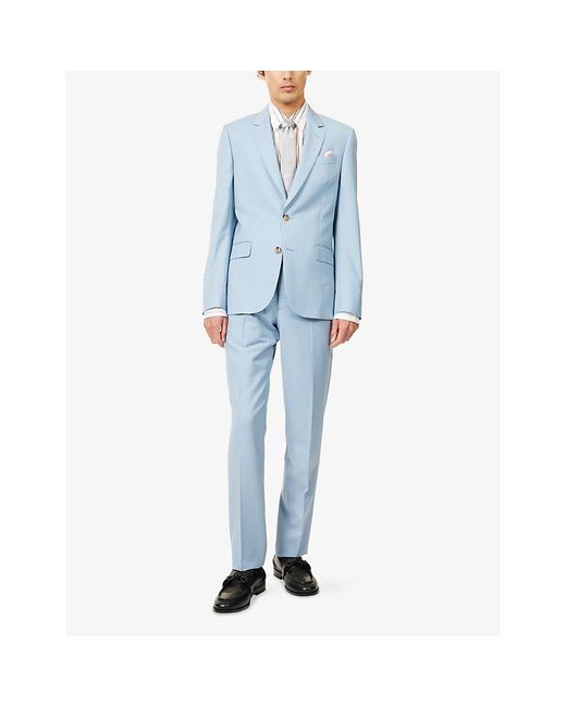 Paul Smith Blue Single-Breasted Tailored-Fit Wool-Blend Suit for men