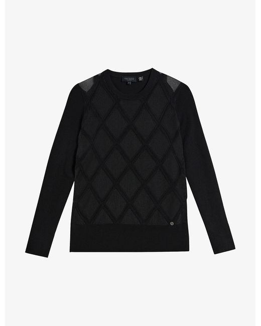 Ted Baker Crissy Sheerpanel Knitted Jumper in Black Lyst UK