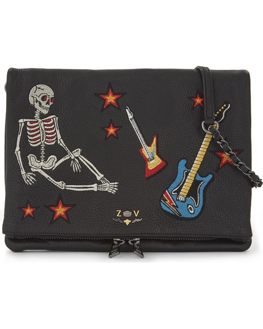 Zadig & Voltaire Black Skeleton And Guitar Leather Cross-body Bag