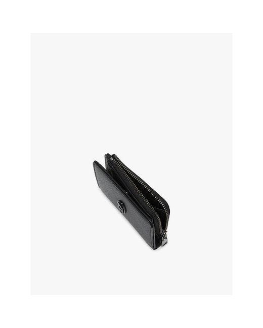 DIESEL Black Hissu Evo Logo-Badge Leather Cardholder for men