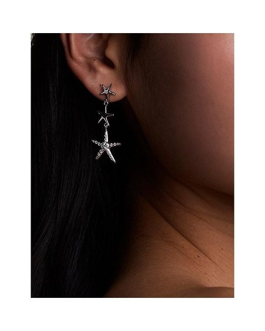 Astrid & Miyu White Starfish-Plated Brass And Cubic Zirconia Drop Stud Earrings
