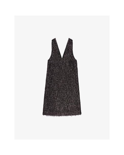 Ro&zo Black Demi V-Neck Stretch-Woven Mini Dress