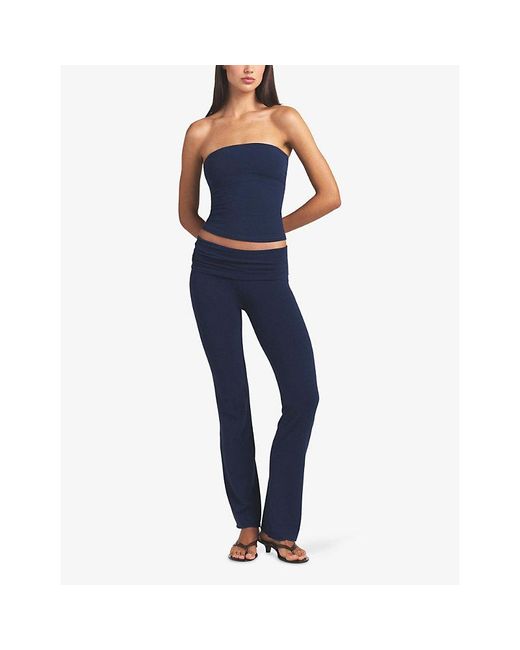 Skims Blue Strapless Cotton-Jersey Tube Top
