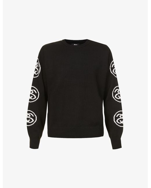 Stussy Brand-pattern Relaxed-fit Cotton-knit Jumper in Black for Men ...
