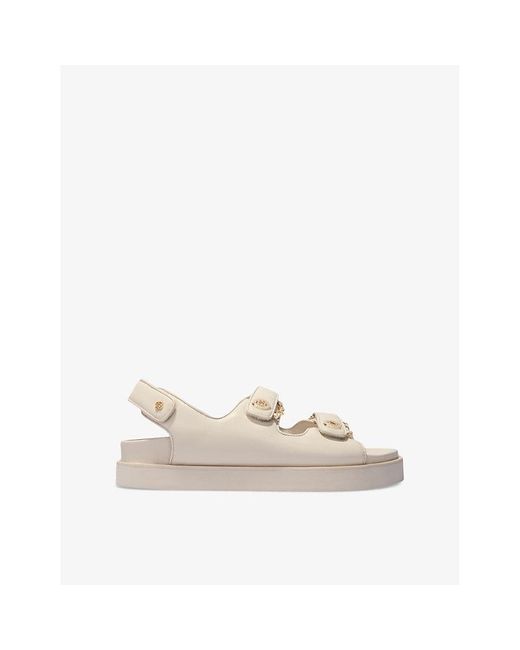 Maje Natural Clover-Embellished Flat Leather Sandals