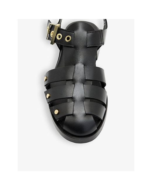 AllSaints Black Nelly Studded Leather Sandals