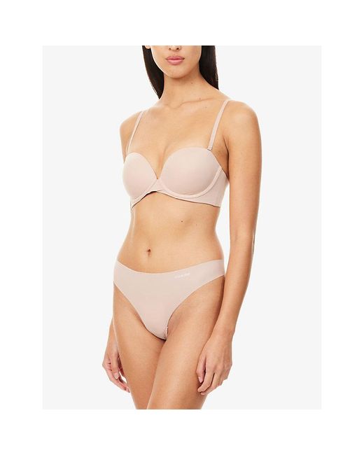 Calvin Klein White Perfectly Fit Push-Up Strapless Stretch-Woven Bra