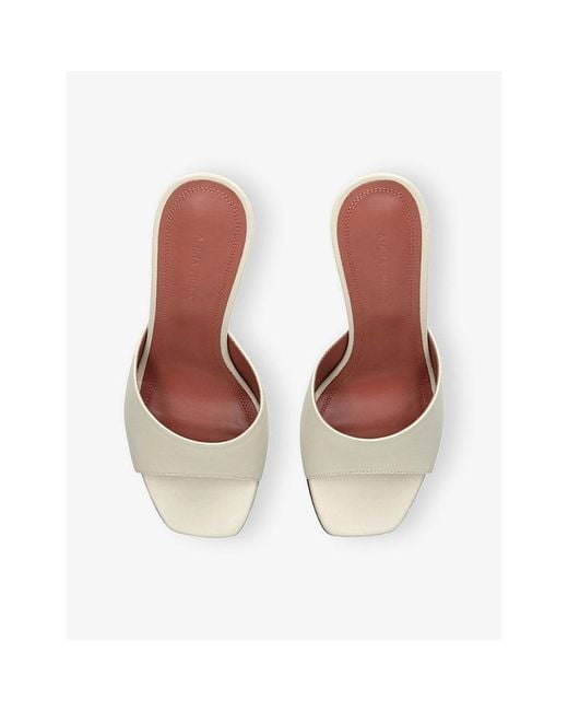 AMINA MUADDI White Lupita 95 Leather Heeled Mules