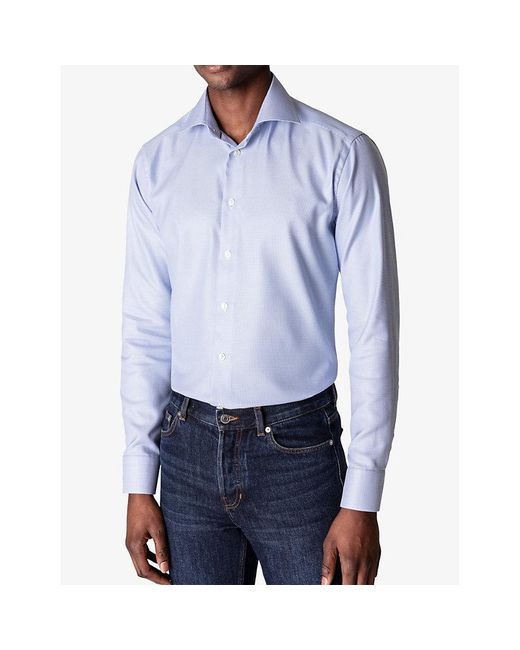Eton of Sweden Blue Cutaway Collar Single-Cuff Slim-Fit Cotton Shirt for men