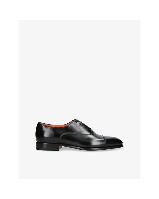 Santoni Black Adrian Leather Oxford Shoes for men
