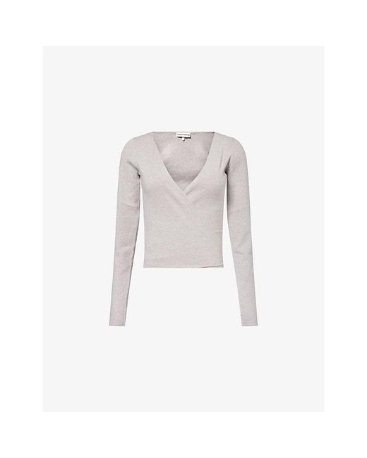 The Couture Club White Wrap-Around Long-Sleeve Knitted Cardigan