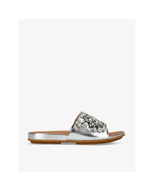 Fitflop White Jewel-Deluxe Gracie Slides