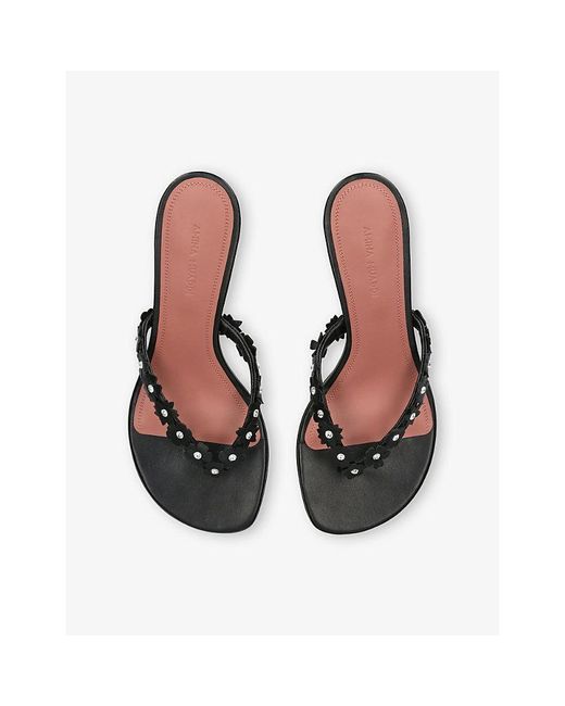 AMINA MUADDI White Janis Thong 45 Leather Heeled Sandals