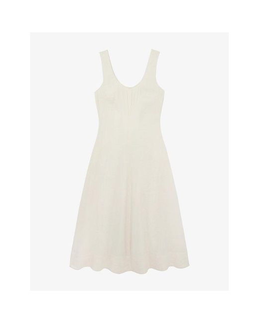 The White Company White Scoop-Neck Linen-Blend Midi Dress