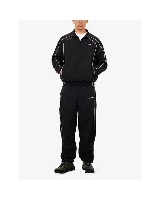 AWAKE NY Black Logo-Embroidered Quarter-Zip Shell Track Jacket for men