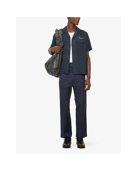 Visvim Blue Judd Short-Sleeve Rayon Shirt for men