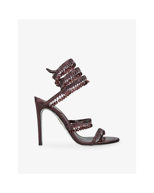 Rene Caovilla Multicolor Chandelier 105 Crystal-Embellished Leather Heeled Sandals