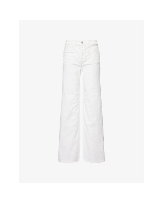 ME+EM White Patch-Pocket Subtle Flared Stretch-Denim Blend Jeans