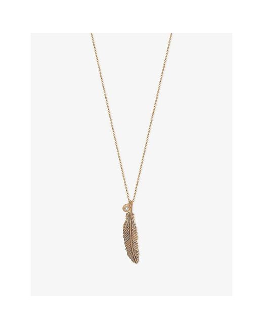 Kismet by Milka White Raven Feather Midi 0.04Ct Diamond Pendant Necklace