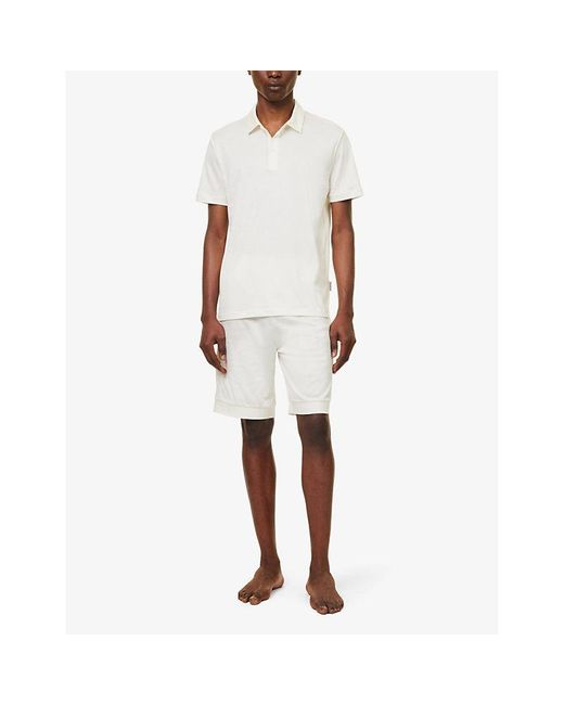 Zimmerli of Switzerland White Spread-collar Regular-fit Cotton-jersey Polo Shirt for men