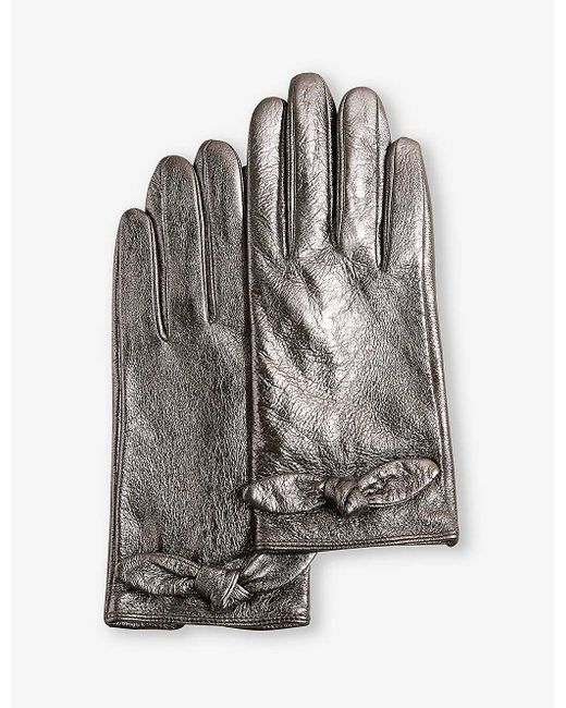 Ted Baker Sophiis Bowembellished Leather Gloves in Grey Lyst UK