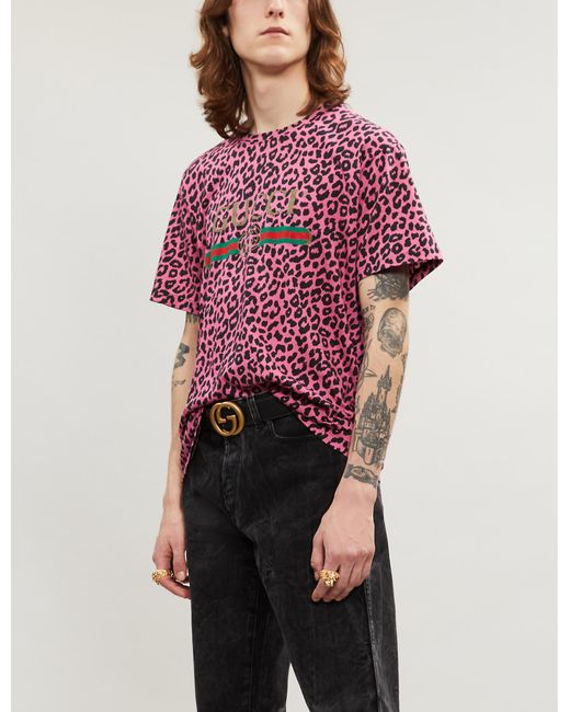 Gucci Pink Oversize T-shirt With Logo for men