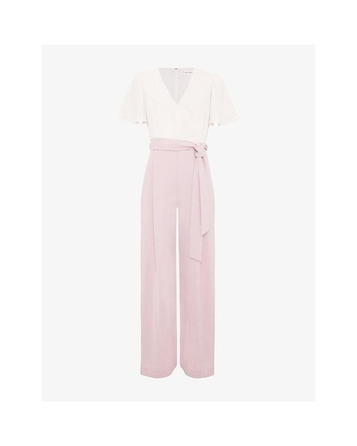 Phase Eight Pink Petite Kallie V-Neck Woven Jumpsuit