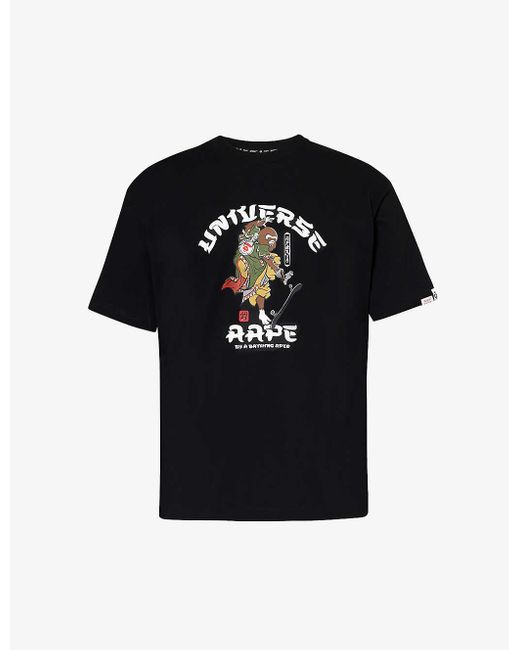 Aape Black Japan Graphic-print Cotton-jersey T-shirt for men