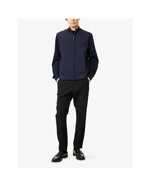Hackett Blue Hybrid Merino-Wool And Shell Cardigan for men