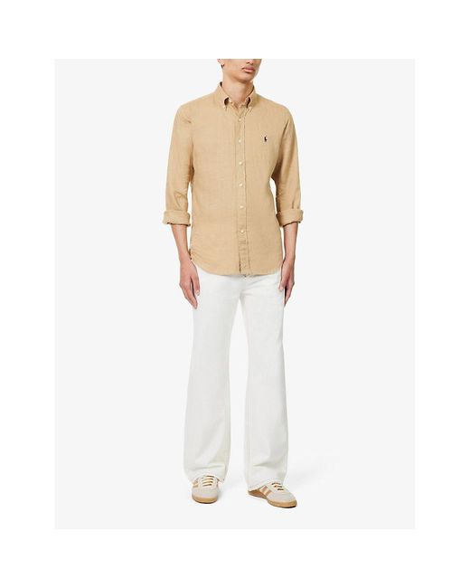 Polo Ralph Lauren Natural Logo-embroidered Custom-fit Linen Shirt X for men