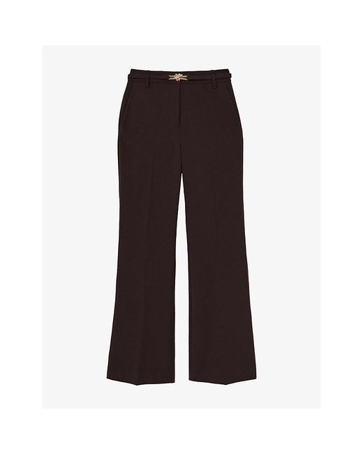 Reiss Brown Leona Flared-Leg Woven Trousers