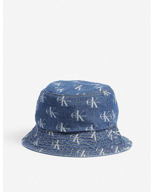 Calvin Klein Blue Monogram-print Cotton Bucket Hat for men
