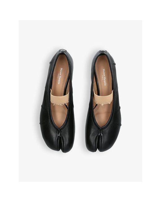 Maison Margiela Black Tabi Split-toe Leather Ballet Flats