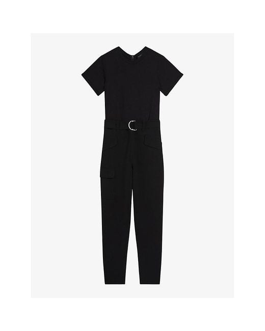 Ted Baker Graciej High-rise Short-sleeve Stretch-woven Jumpsuit in Black |  Lyst