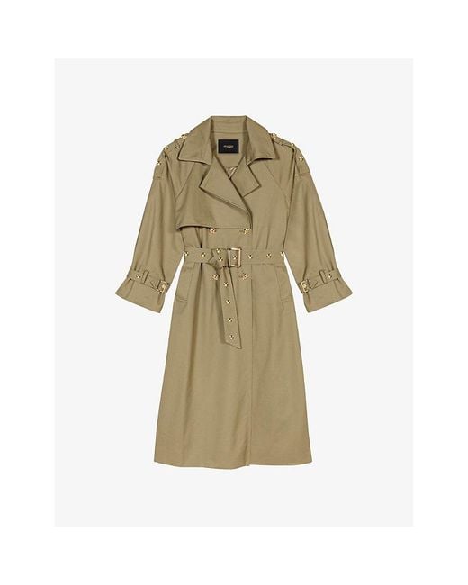 Maje Natural Double-Breasted Cotton Trench Coat