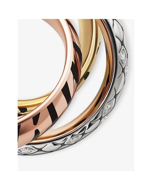 Cartier Metallic Trinity Wild 18Ct Rose, 0.18Ct Round Brilliant-Cut Semi-Pavé Diamond And Lacquer Ring