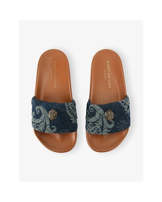 Kurt Geiger Blue Meena Eagle Denim Slides